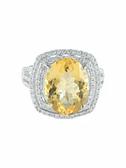 Bague Tourmaline jaune Diamants