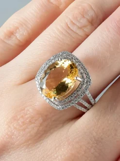 Bague Tourmaline jaune Diamants
