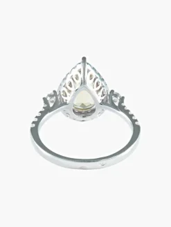 Bague tourmaline jaune poire et diamants or blanc