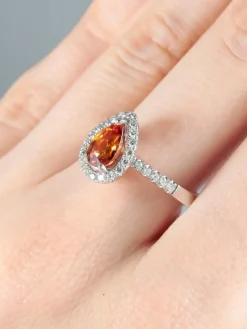 Bague Tourmaline orange Diamants