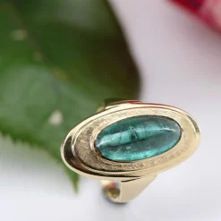 Bague tourmaline pain de sucre et or
