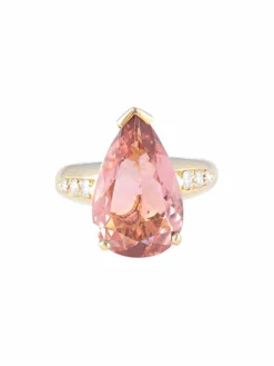 Bague Tourmaline pêche Diamants