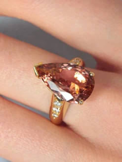 Bague Tourmaline pêche Diamants