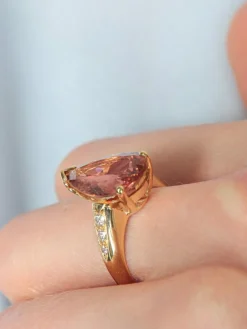 Bague Tourmaline pêche Diamants