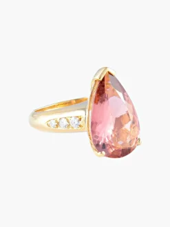 Bague Tourmaline pêche Diamants