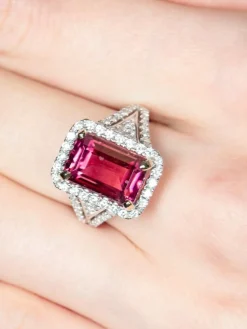 Bague Tourmaline rose Diamants