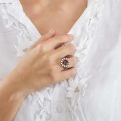 Bague tourmaline rose diamants