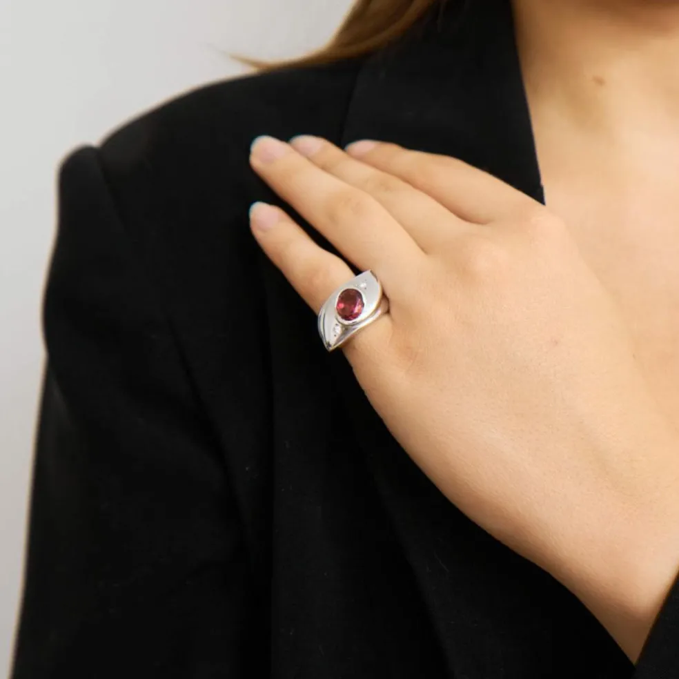 Bague Tourmaline rose Diamants