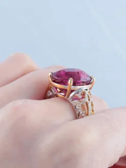 Bague Tourmaline rose Diamants