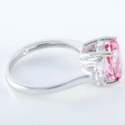 Bague Tourmaline rose Diamants baguette