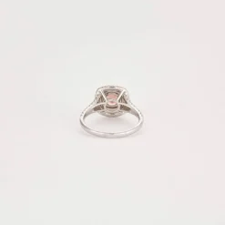 Bague Tourmaline rose double entourage Diamants