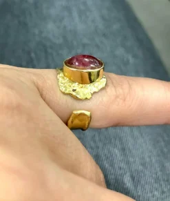 Bague tourmaline rose or jaune