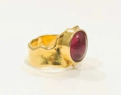 Bague tourmaline rose or jaune