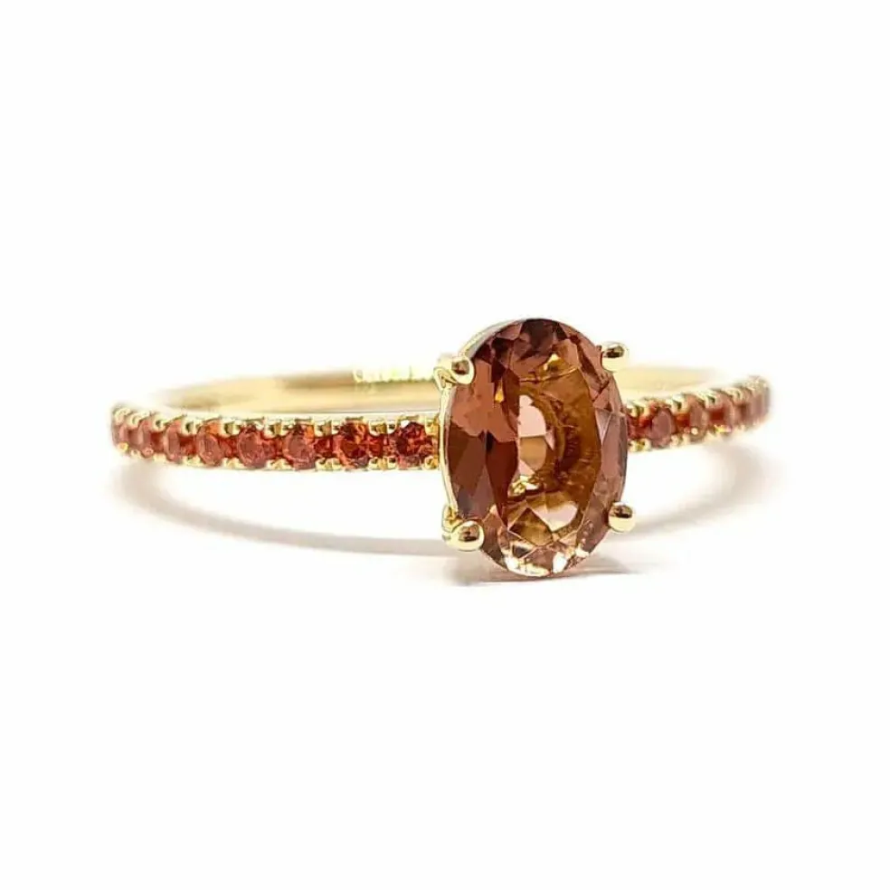 Bague tourmaline rubis or jaune