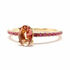 Bague tourmaline saphirs rose or rose