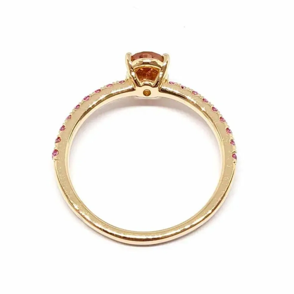 Bague tourmaline saphirs rose or rose