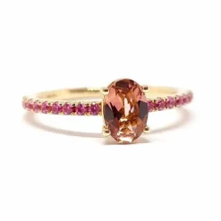 Bague tourmaline saphirs rose or rose