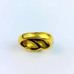 Bague Tressée Or Email Verte