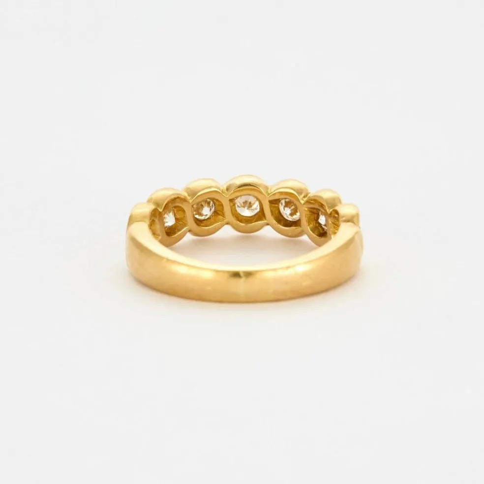 Bague tressée or jaune et diamants