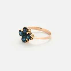 Bague Trèfle or rose saphirs