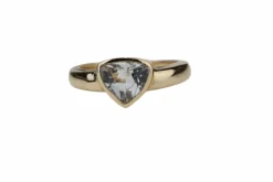 Bague Trillion or rose Aigue-Marine