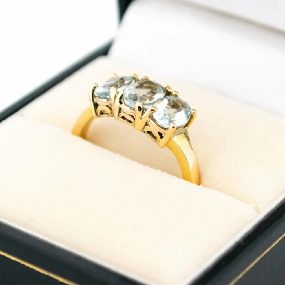 Bague trilogie Aigue-marine