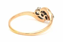 Bague trilogie Art Nouveau en argent et or 18 carats sertie de diamants old-cut