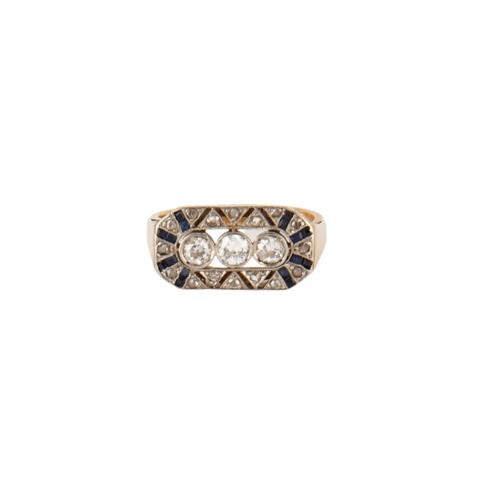 Bague Trilogie Diamants Art Déco
