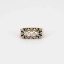 Bague Trilogie Diamants Art Déco