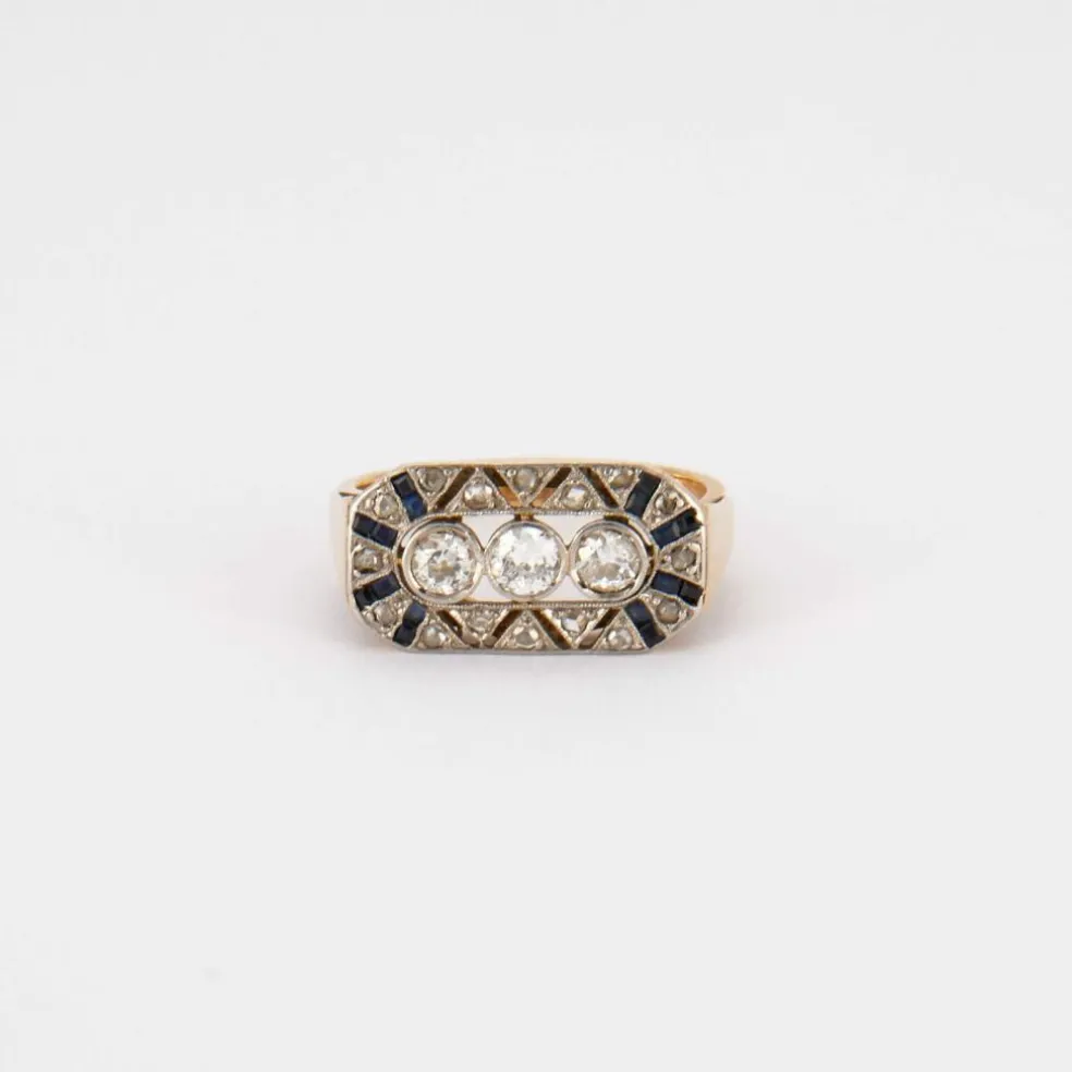 Bague Trilogie Diamants Art Déco