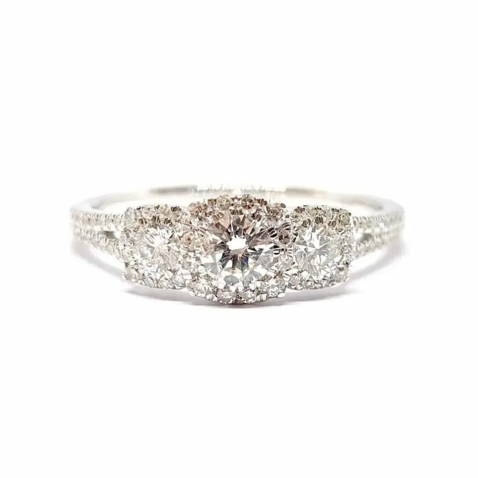 Bague trilogie diamants or blanc