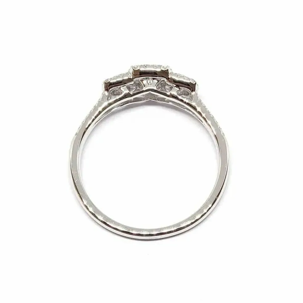 Bague trilogie diamants or blanc