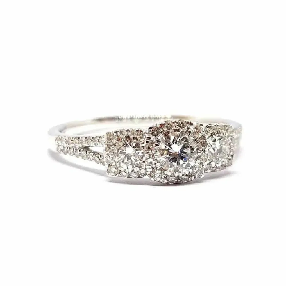 Bague trilogie diamants or blanc