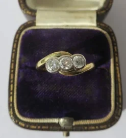 Bague trilogie diamants or bicolore