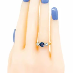 Bague Trilogie Diamants Saphir