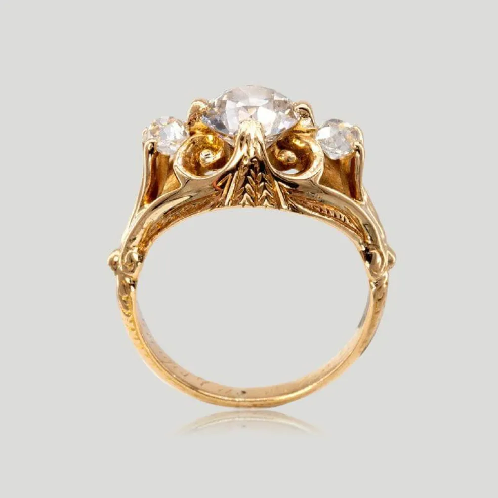 Bague trilogie diamants taille ancienne