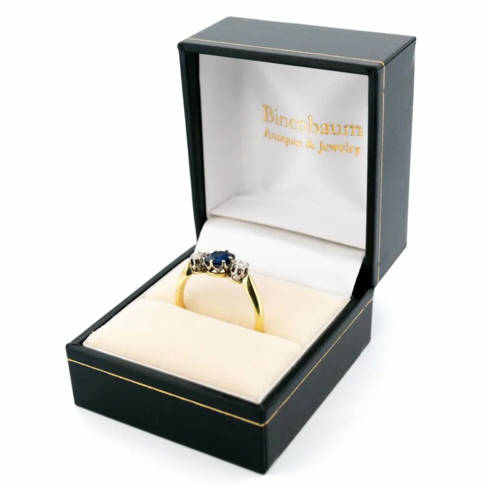 Bague Trilogie en argent 14 carats avec saphir et diamant 15042-8487