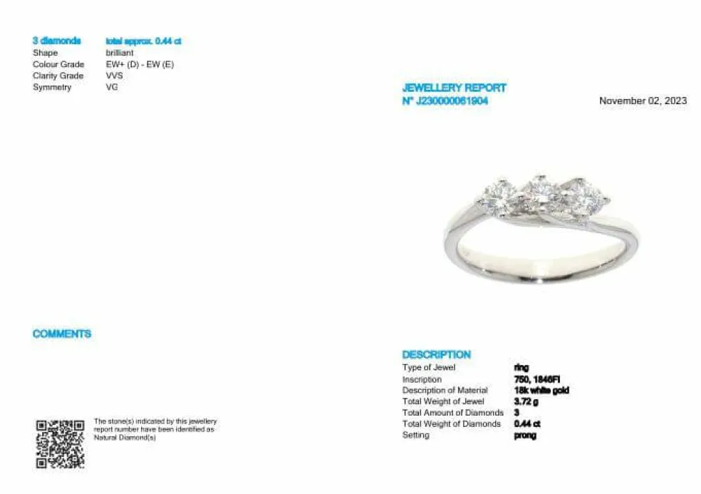 Bague trilogie en or blanc et diamants