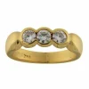Bague trilogie en or jaune avec diamants