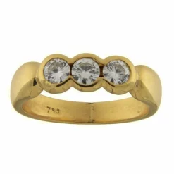 Bague trilogie en or jaune avec diamants