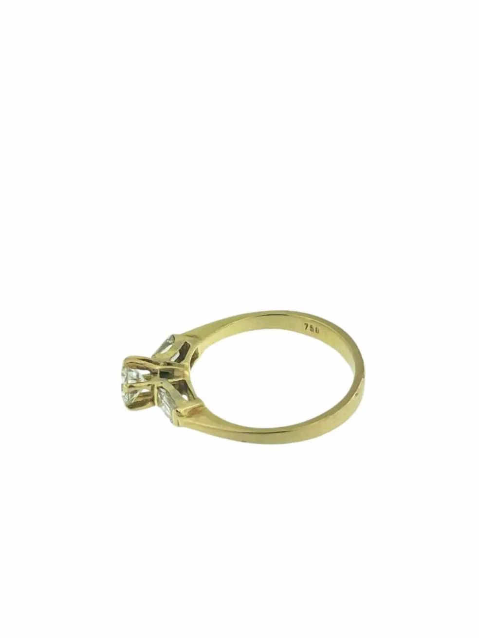 Bague trilogie en or jaune certifiée HRD avec diamants naturels de 0,80 carat
