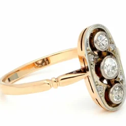 Bague Trilogie en or jaune 14 carats et diamants