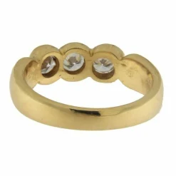 Bague trilogie en or jaune avec diamants