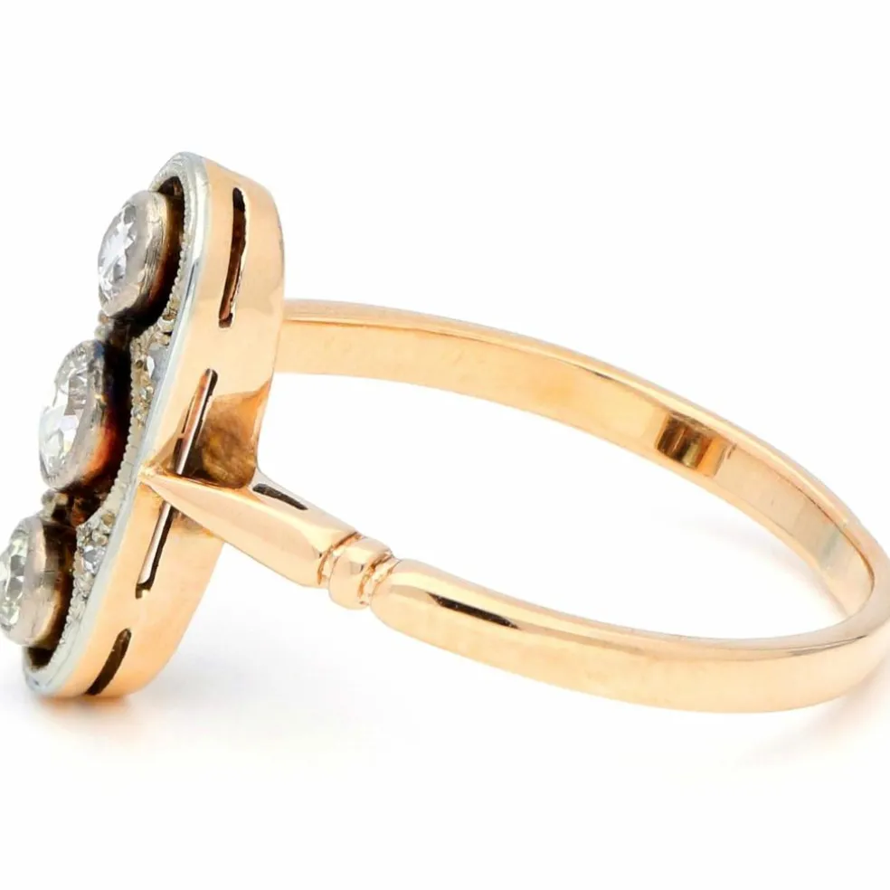 Bague Trilogie en or jaune 14 carats et diamants
