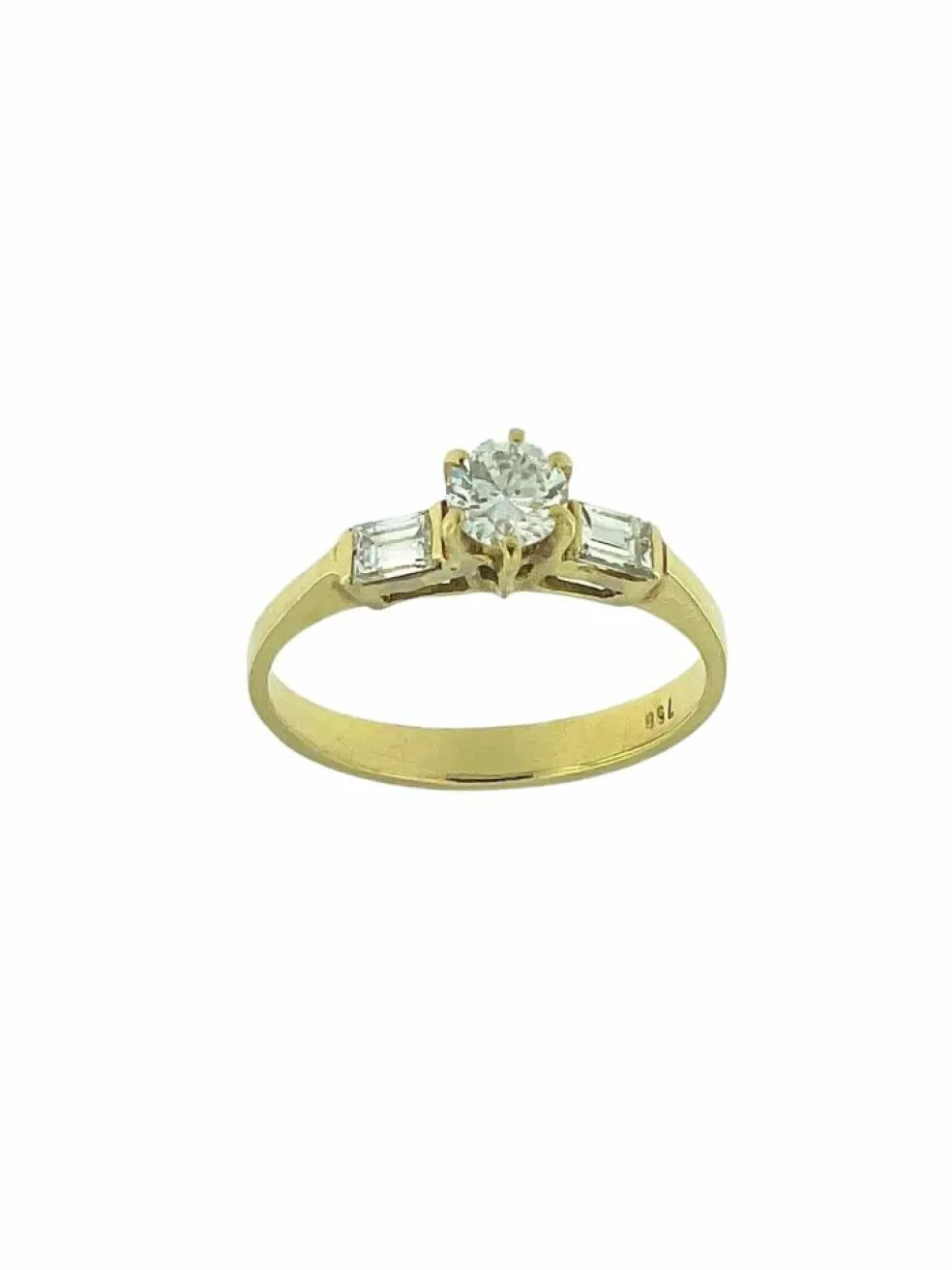 Bague trilogie en or jaune certifiée HRD avec diamants naturels de 0,80 carat