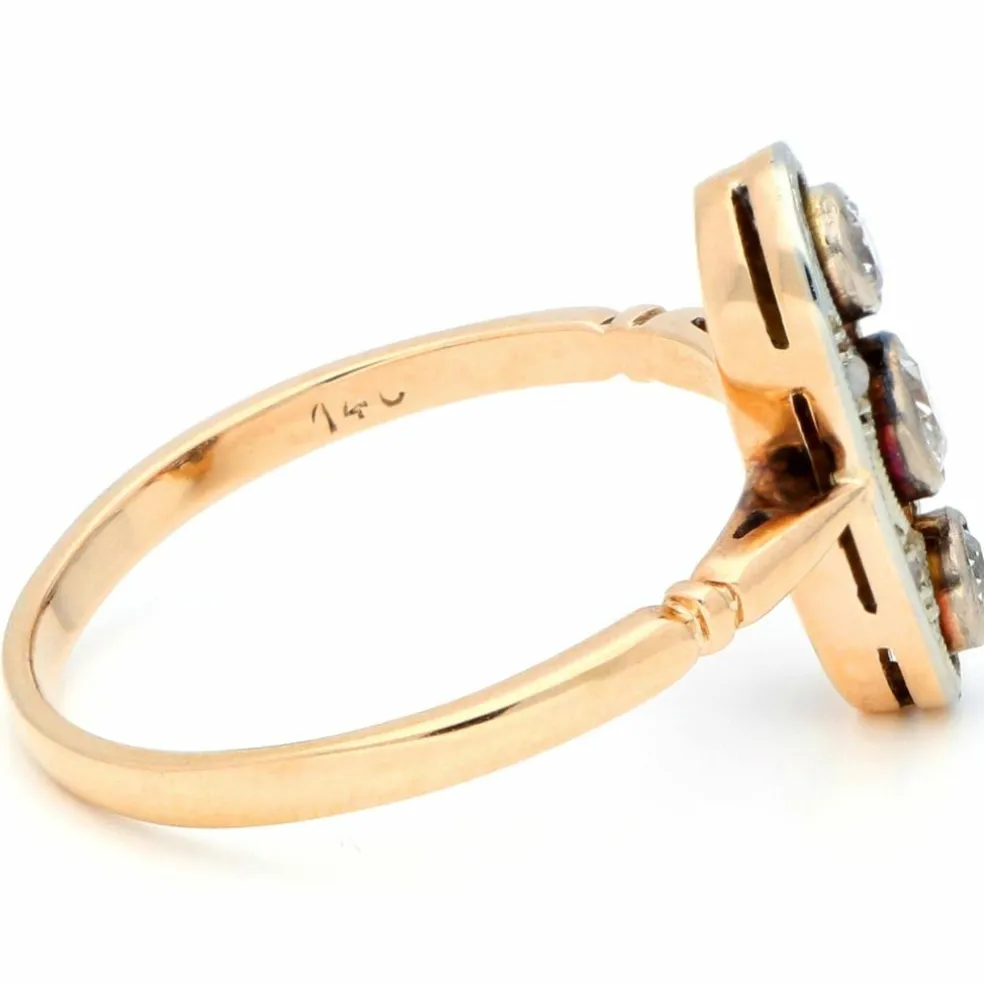 Bague Trilogie en or jaune 14 carats et diamants