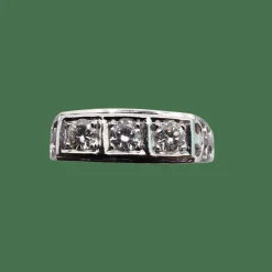 Bague Trilogie en Platine et Diamants Années 50