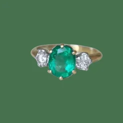 Bague Trilogie émeraude, diamants