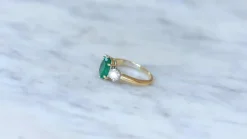 Bague Trilogie émeraude, diamants