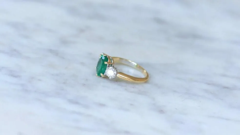 Bague Trilogie émeraude, diamants